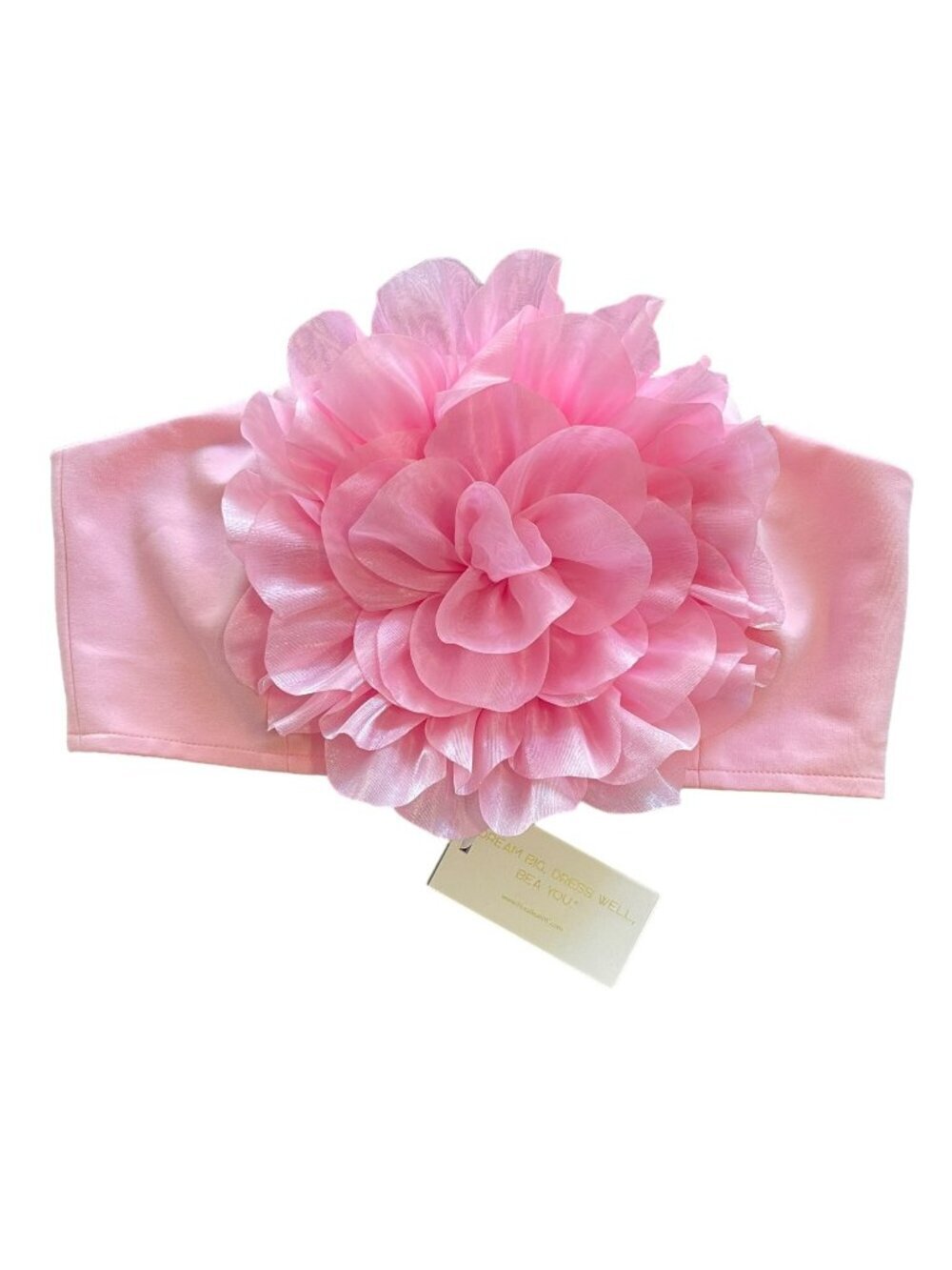 Flora Bea Size Small 3D Floral Strapless Ponte Pink Rosette Riri Top NWT